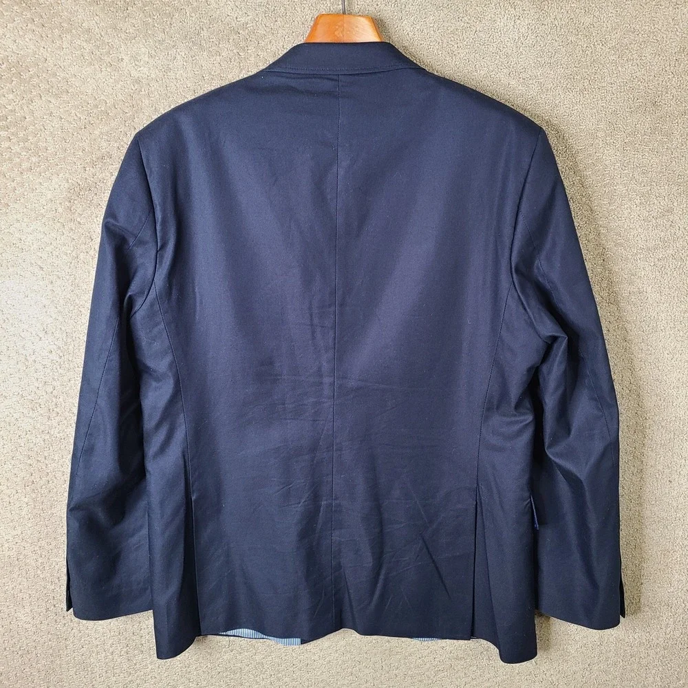 Stafford Jacket Mens 44R Navy Blue Blazer Classic Fit Cotton Sport Coat 2 Button